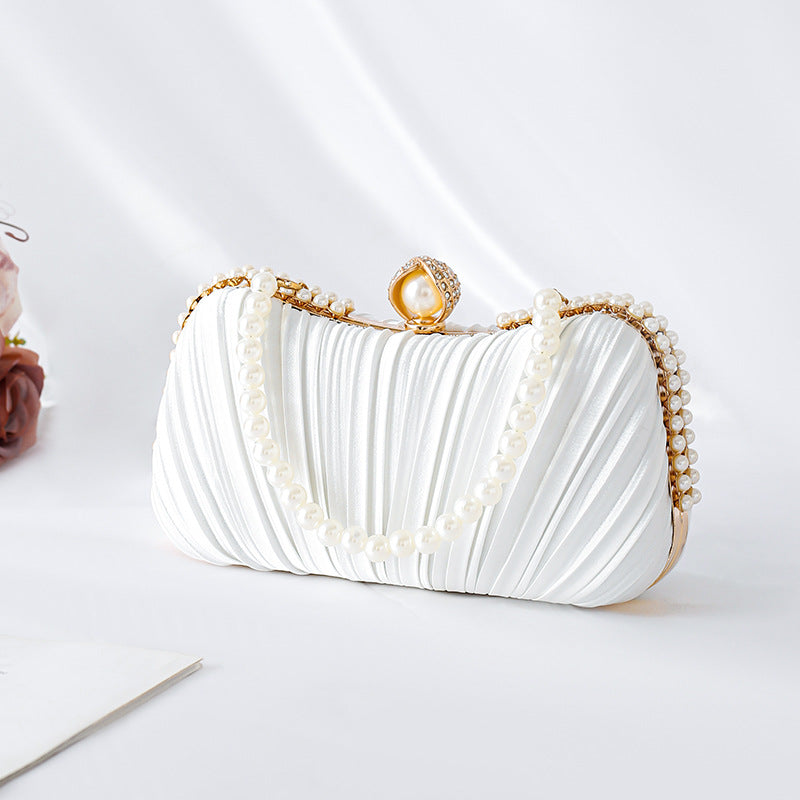 Women's Pleated Satin Banquet With Dress Cheongsam Dinner Bag