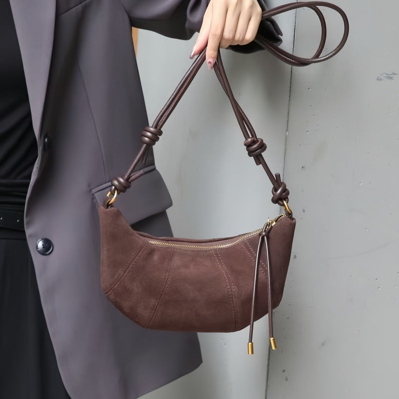 Women's Croissant Retro Frosted Leather Dumpling Fashion Underarm Women's Handbag