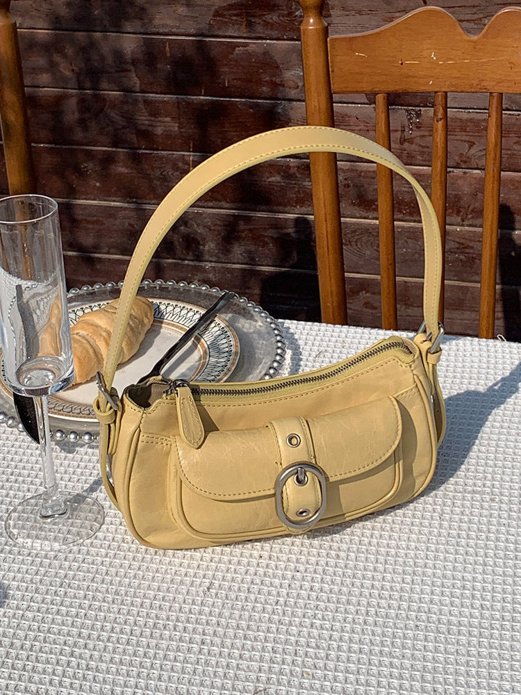 Leather Retro Commute Leisure French Stick Underarm Women's Shoulder Bag