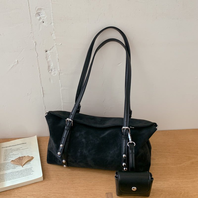 Women's Korean Style Vintage Winter Large Capacity Underarm Bag