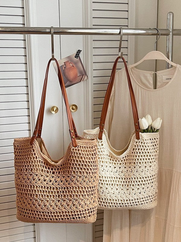 Seaside Holiday Knitted Hand-woven Large Capacity Beach Tote Bags