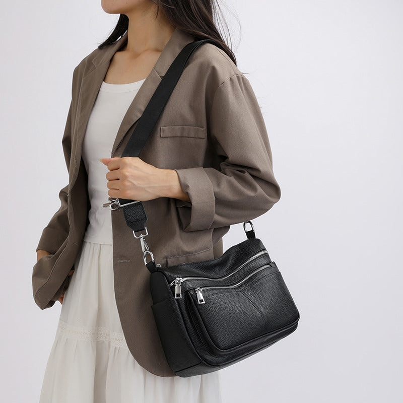 Female Lady First Layer Cowhide Large Capacity Women's Messenger Bag