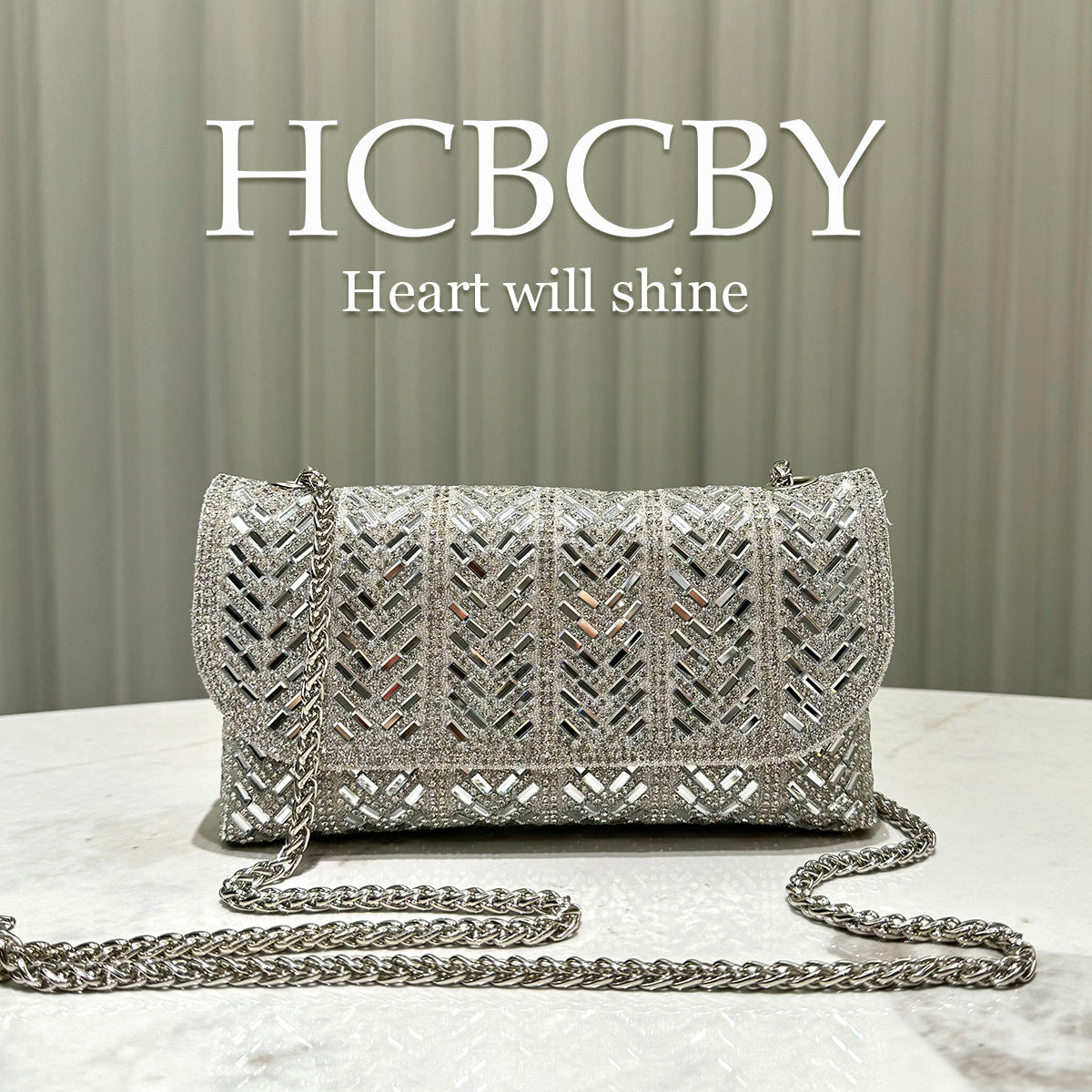 Women's Flash Rhinestone Ornament Envelope Fashionable Elegant Dinner Bag