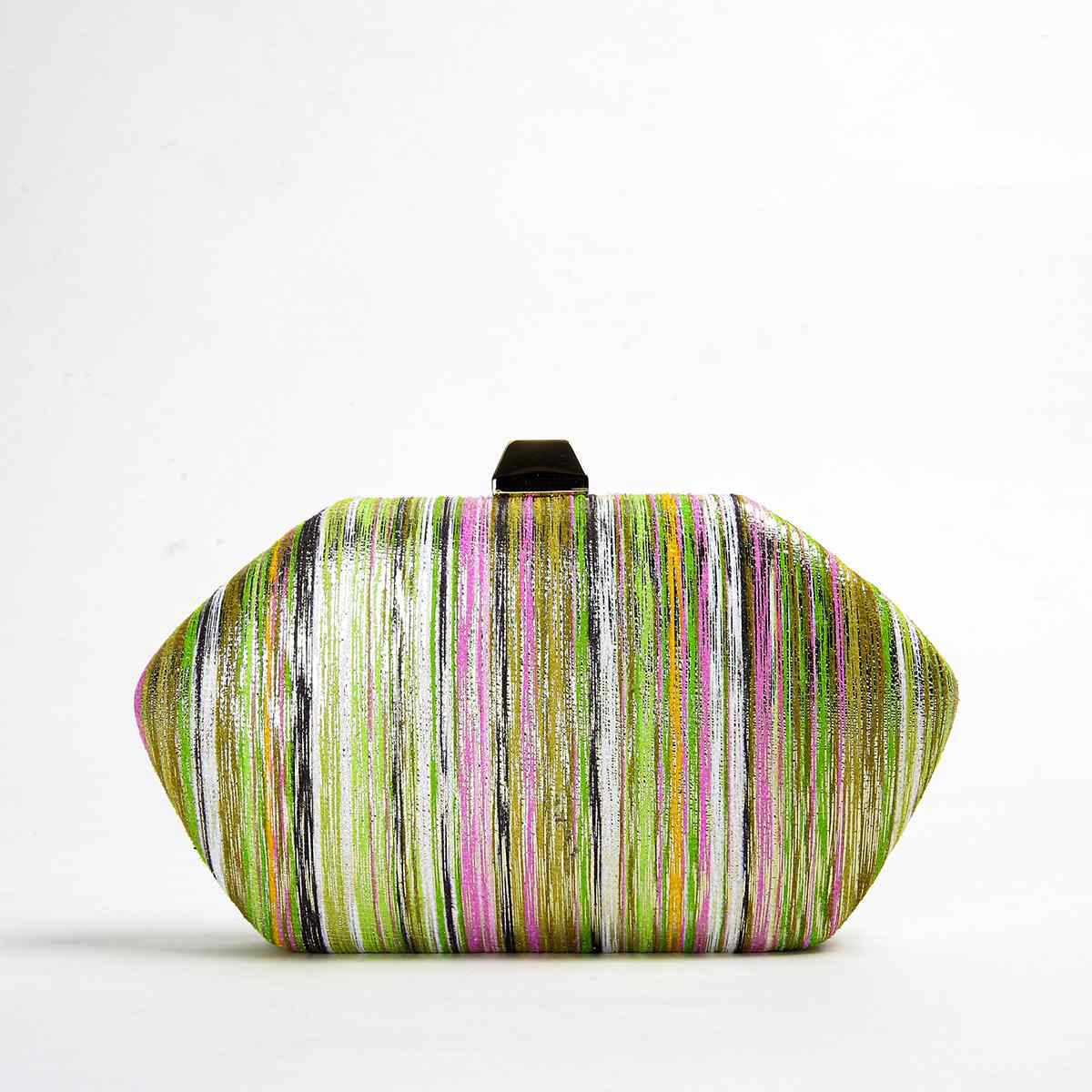 Women's Ethnic Style Gold Silk Color Stripes Dinner Bag