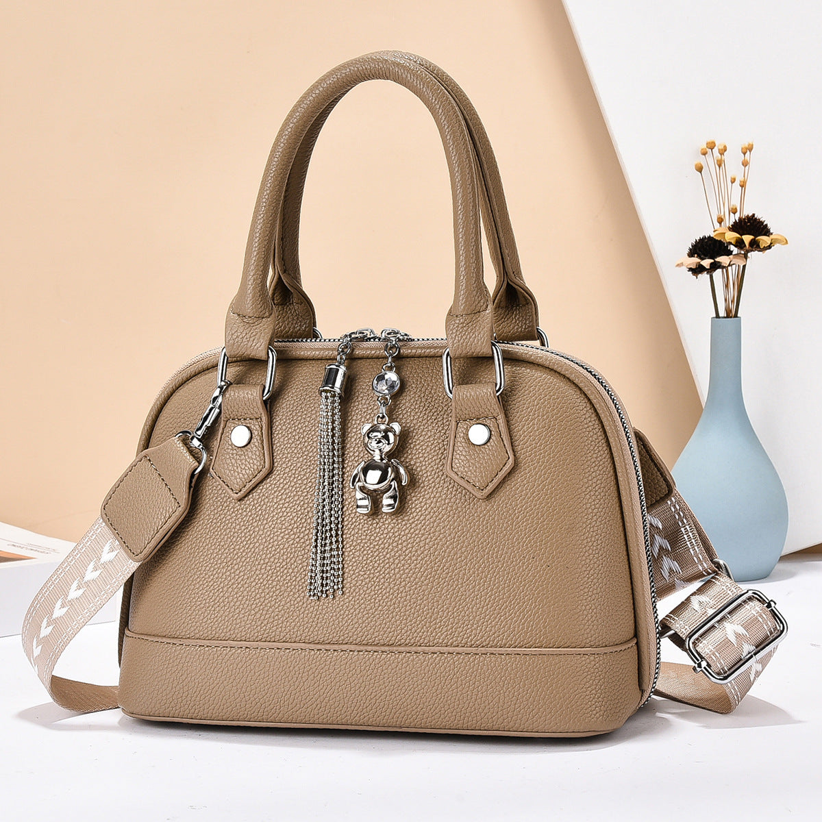 Women's Plaid Stitching Macaron Simple Elegant Fashion Women's Messenger Bag
