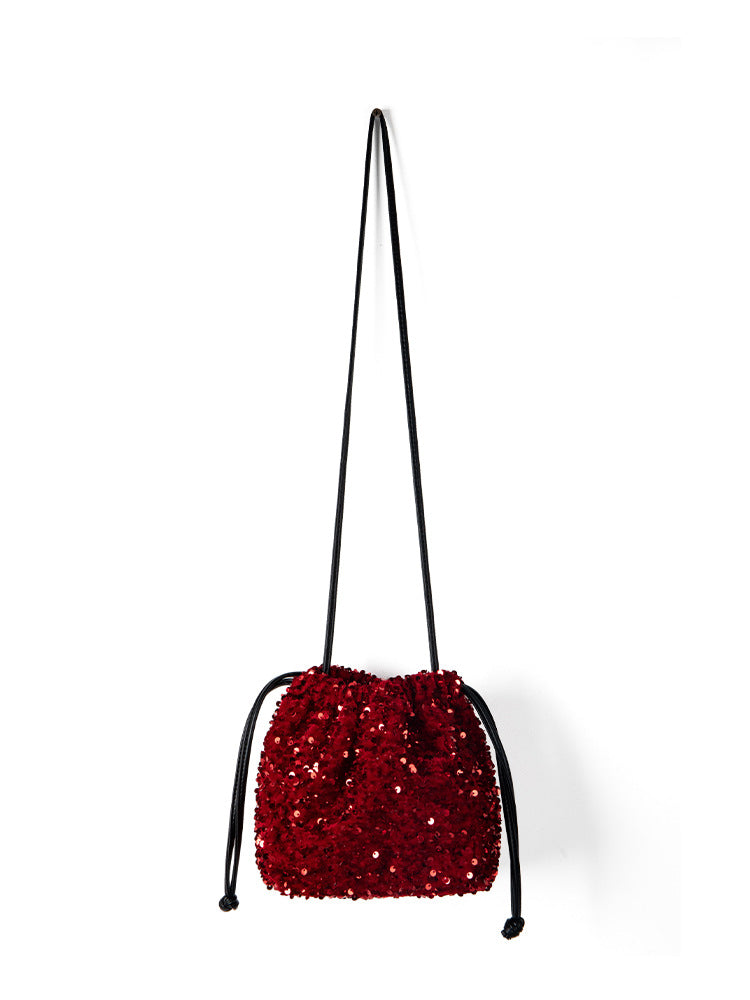 Women's Korean Fashionable Sequined Shiny High-grade Drawstring Women's Messenger Bag