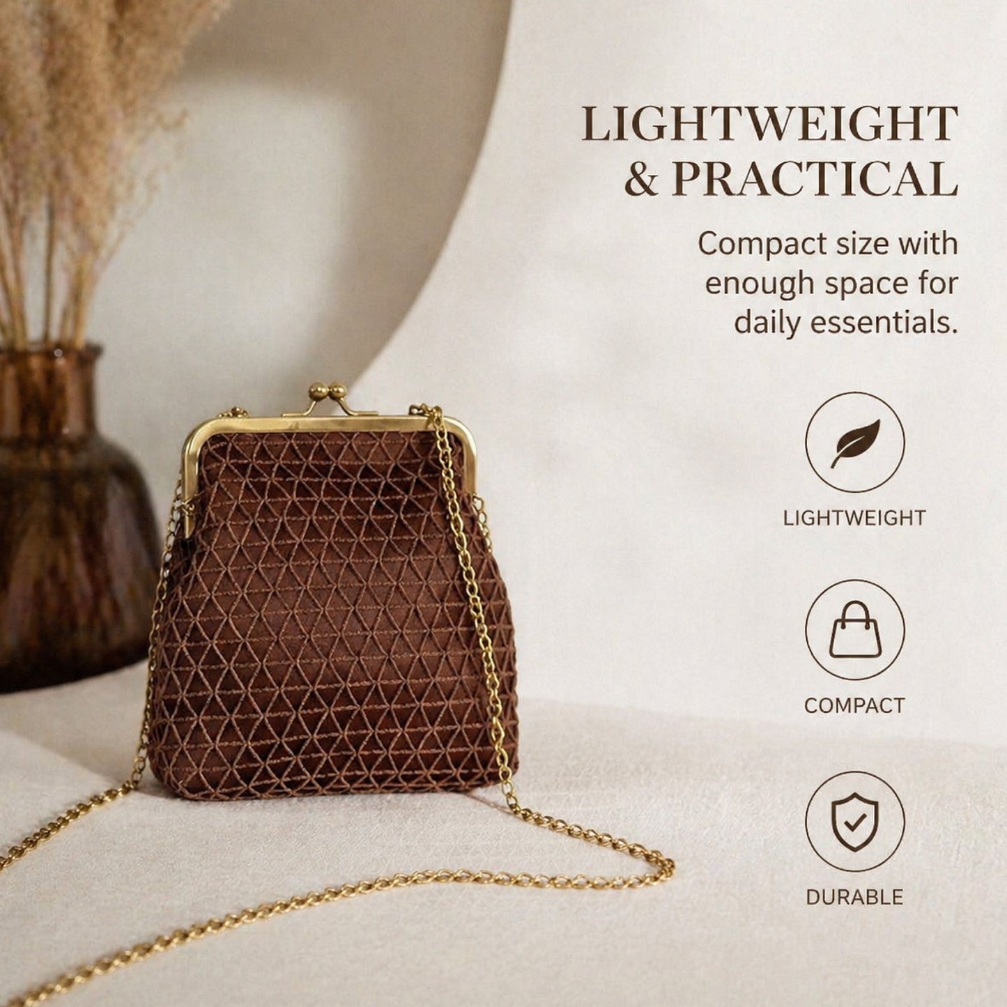 Fishnet Silk Clip With Acrylic Portable Female Dinner Bag