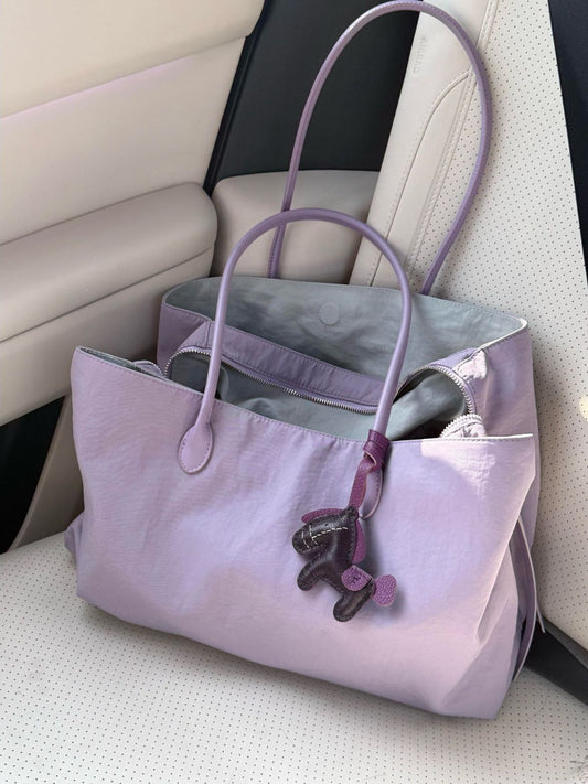 Niche Contrast Color Lightweight Nylon Large Tote Bag