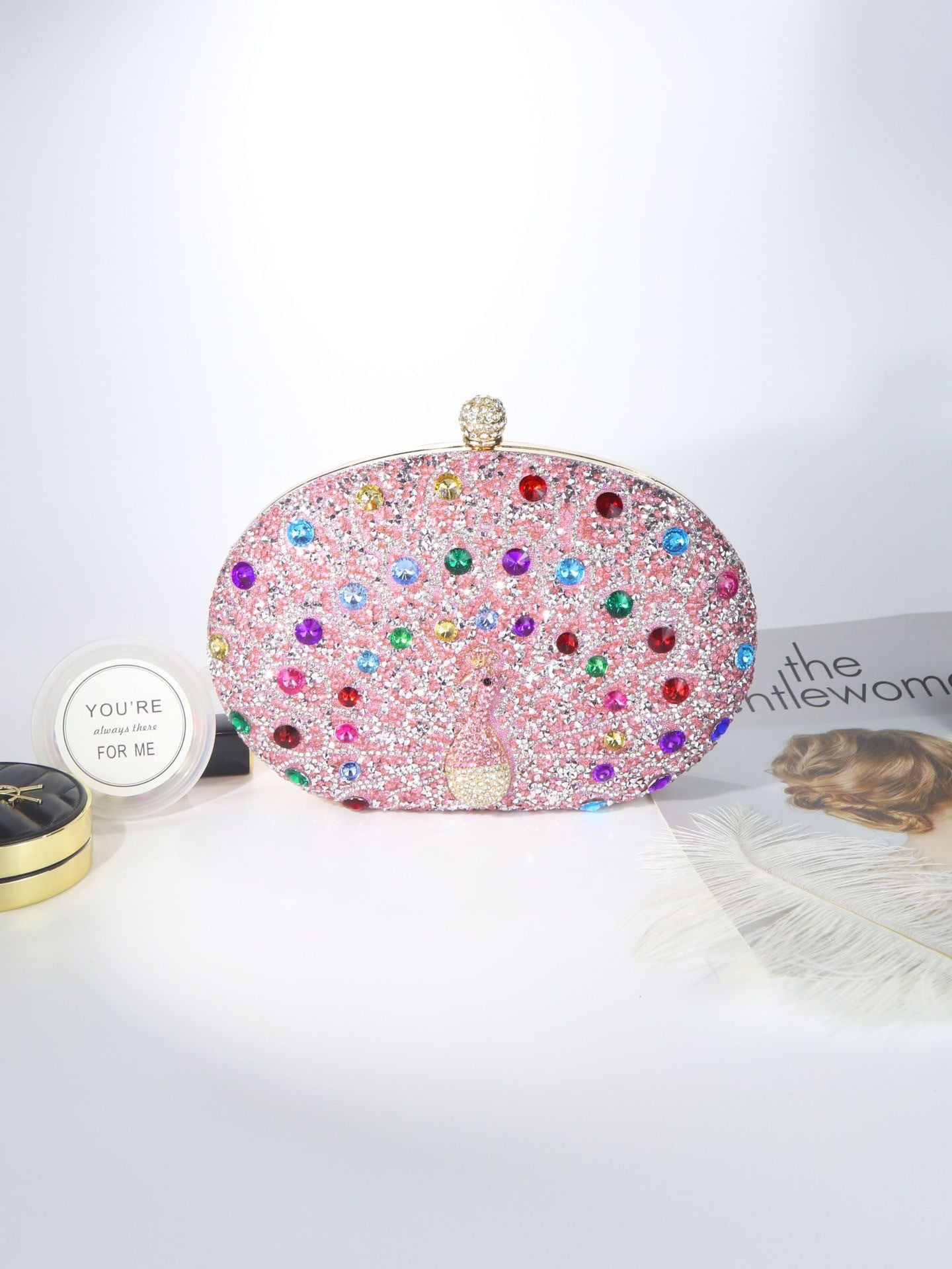 Peacock Diamond Retro Style Party Black Dinner Bag