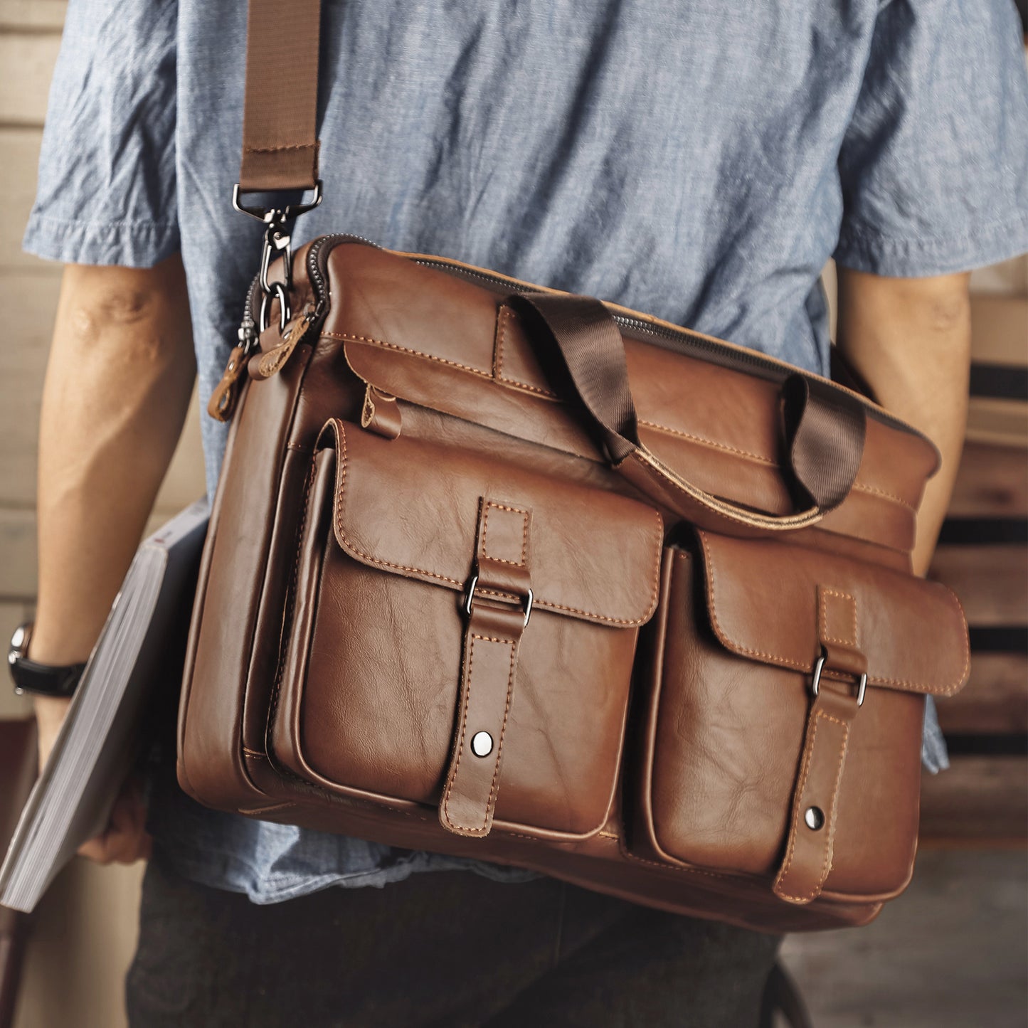 Men's Retro Leather Large Capacity Business Computer Bags