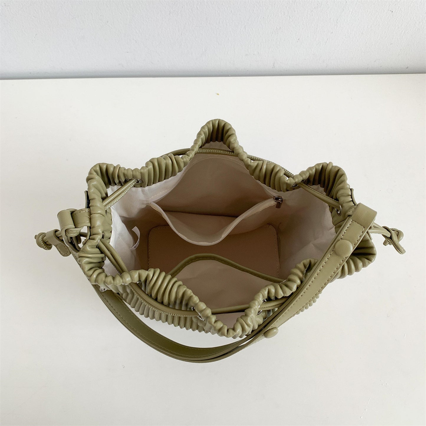 Women's High-grade Drawstring Stitching Design Korean Style Shoulder Bags