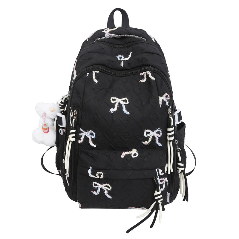 Women's Bow Style Versatile Large Capacity Early High College Student Schoolbag