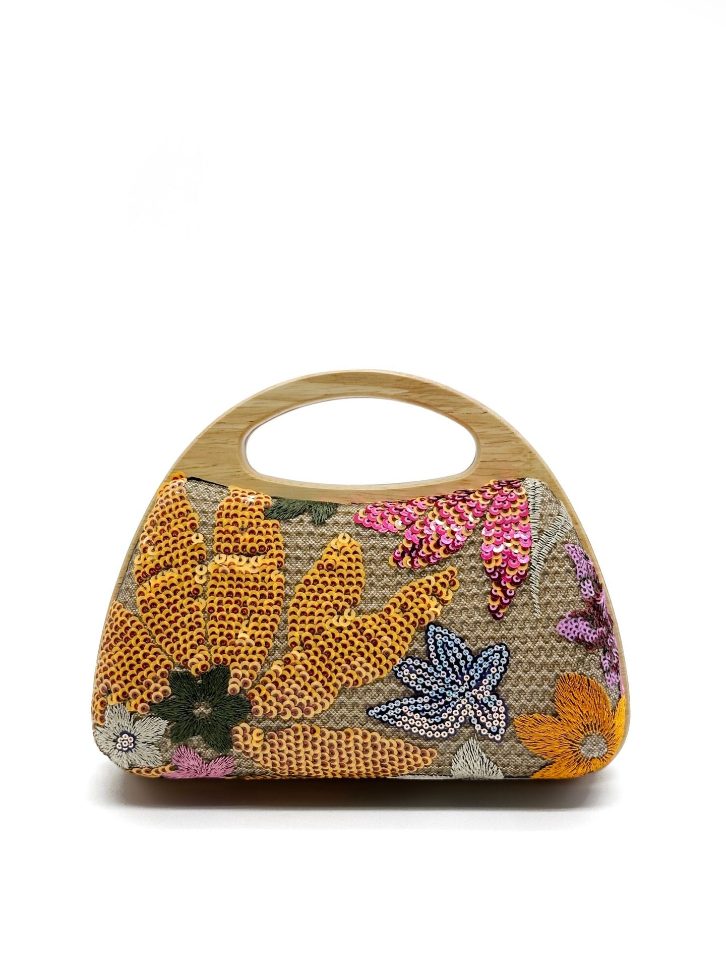 Lady's Straw Embroidery Sequin Summer Outing Dinner Bag
