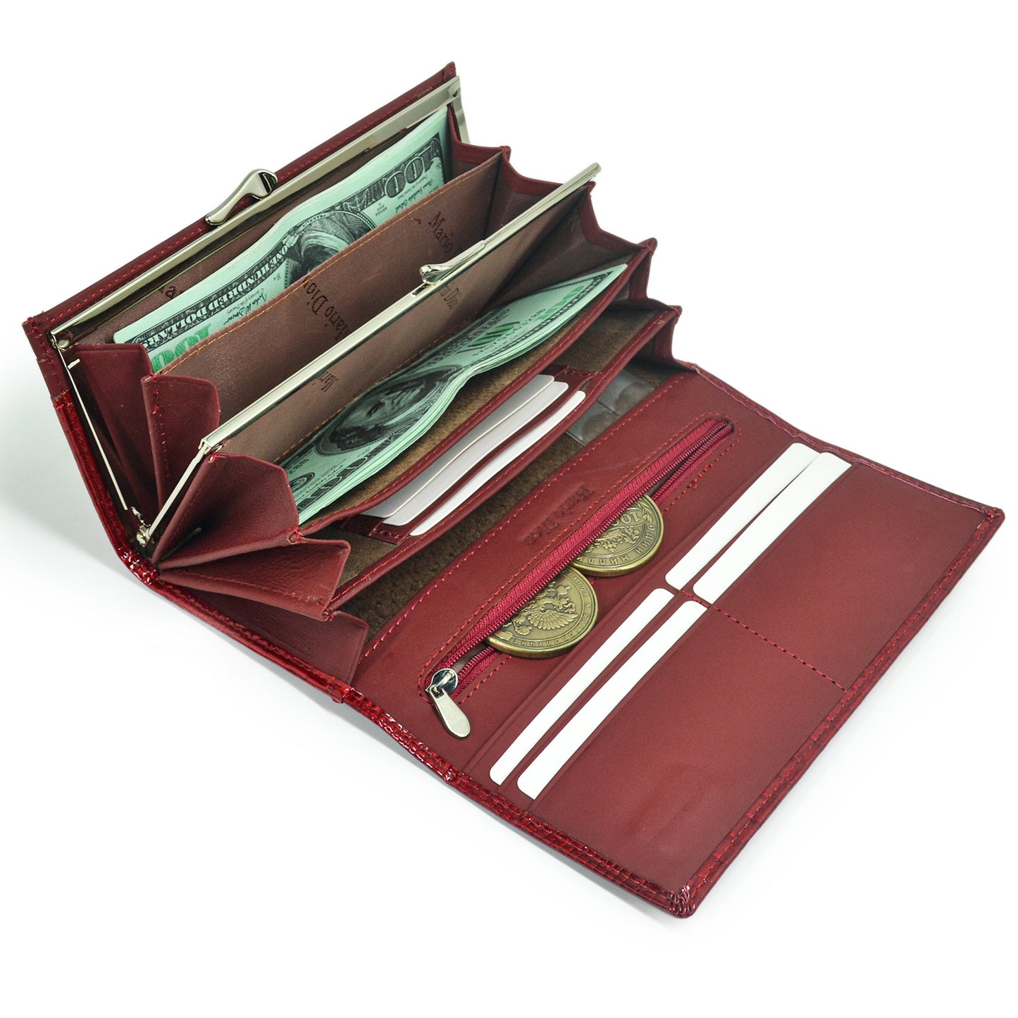 Women's Genuine Leather Magnetic Snap Multifunctional Large Capacity First Layer Long Ladies Wallet