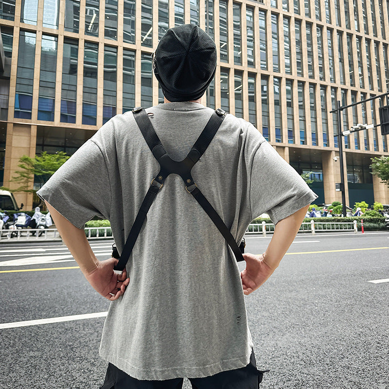 Men's Vest Fashion Design Sense Motorcycle Retro Men's Chest Bag