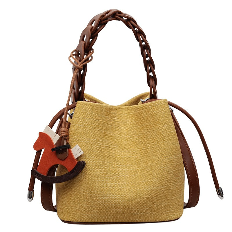 Minority Retro Texture Daily Trendy Patchwork Bucket Bags