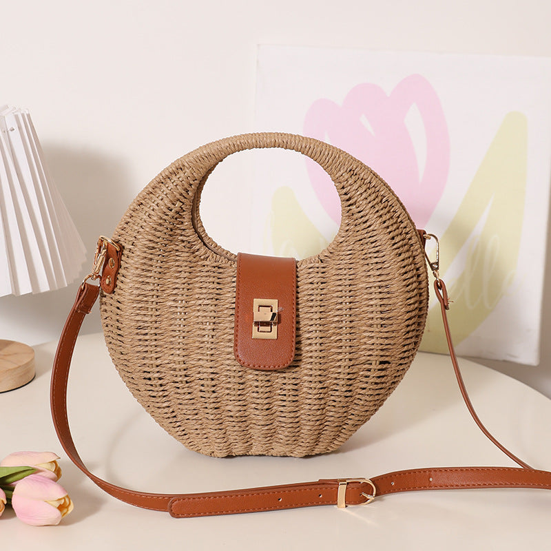 Fresh Shell Straw Fashion Twist Hand Carrying Woven Seaside Vacation Women's Messenger Bag
