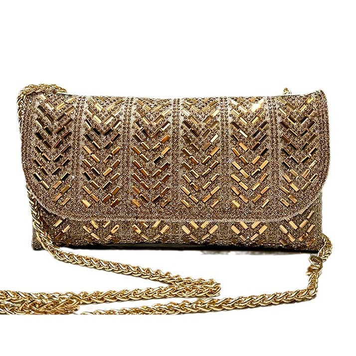 Women's Flash Rhinestone Ornament Envelope Fashionable Elegant Dinner Bag