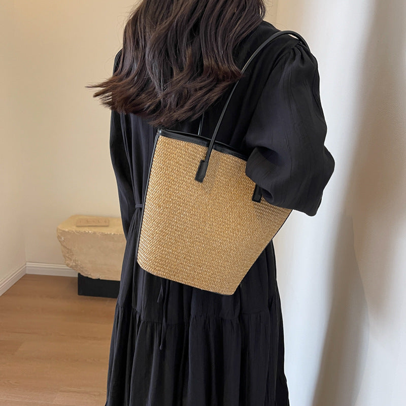 Seaside Vacation Woven Large Capacity Combination Women's Shoulder Bag