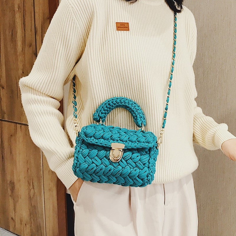 Women's No Fashion Commuter Woven Material Hand-woven Small Square Bag
