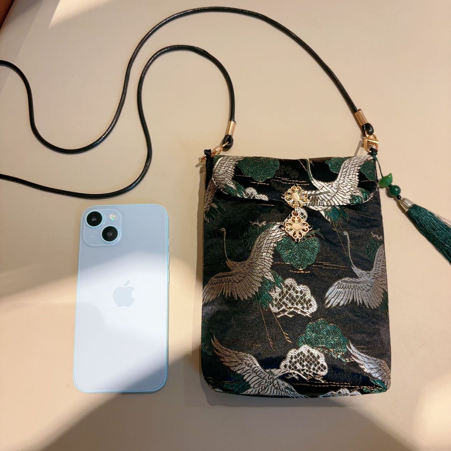 National Style Chinese Brocade Embroidery Mobile Women's Messenger Bag