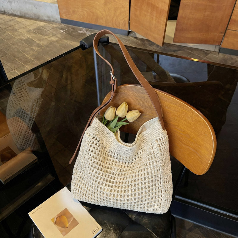 Women's Summer Fashion Large Capacity Underarm Korean Knitted Bags