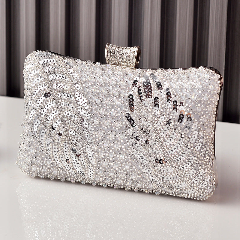 Shiny Diamond Temperament Banquet Full Clutch Fashion Pearl Embroidery Dress Dinner Bag