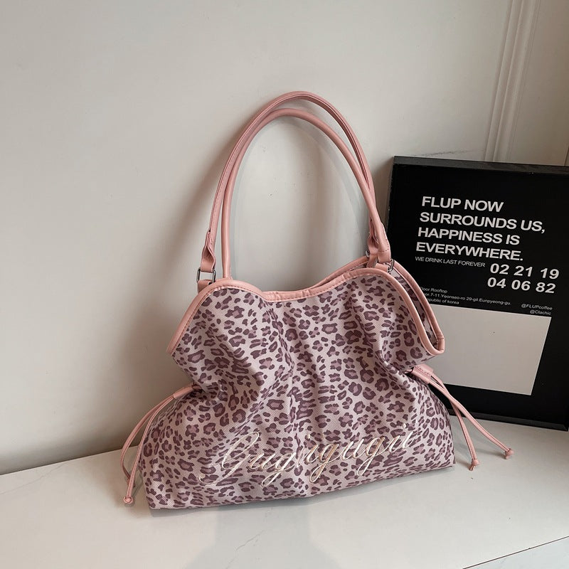 Women's Suede Polka Dot Stitching Drawstring Large Women's Messenger Bag