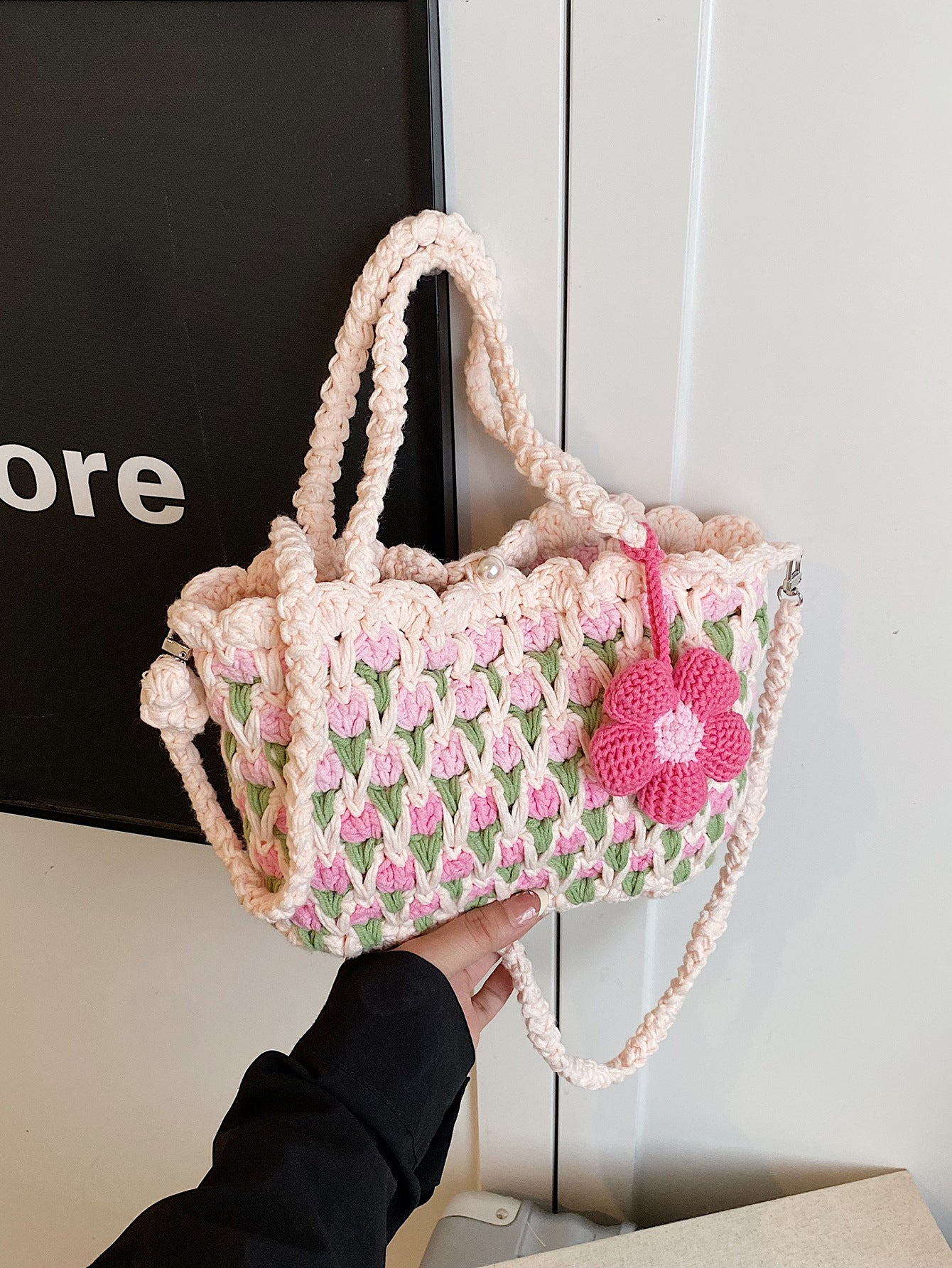 Fresh Tulip Mobile Wool Crocheted Gentle Sunflower Phone Bags