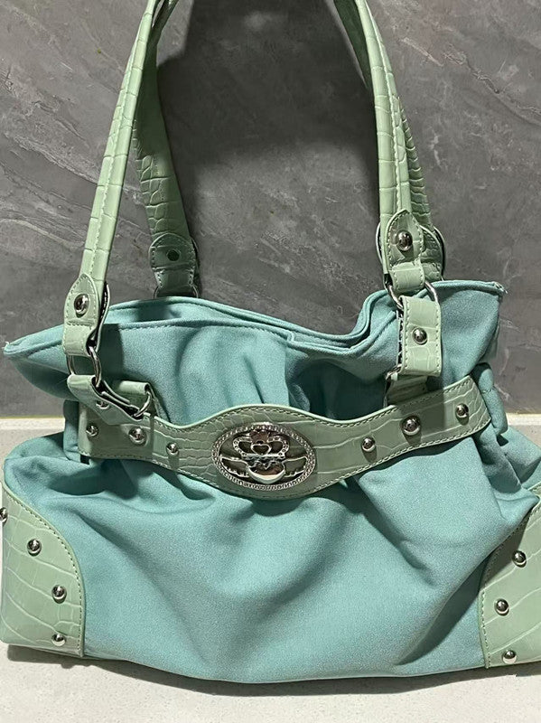 Millennium Hot Sky Blue With Diamond Stitching Shoulder Bags