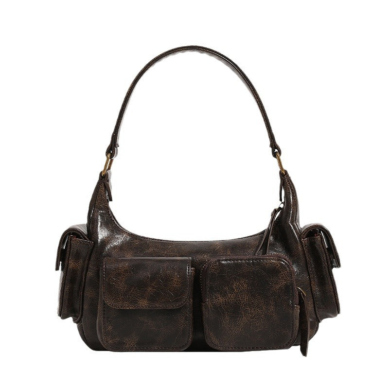 Retro American Hot Underarm Design Motorcycle Waste Soil Trendy Women's Handbag