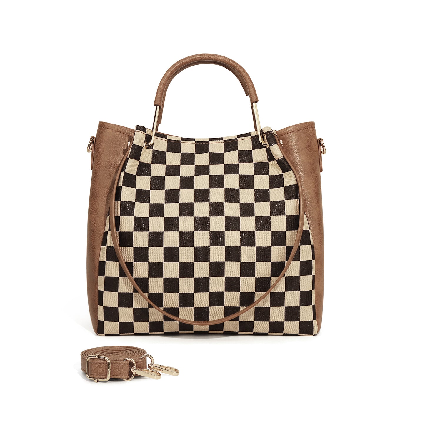 Fashion Black White Plaid Simple Elegant Retro Women's Messenger Bag