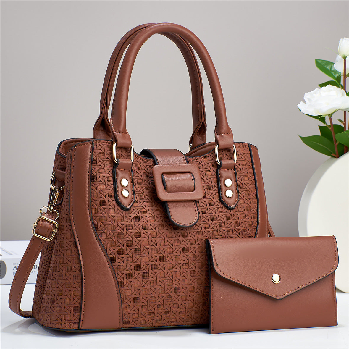Women's Two-piece Fashion High Quality Elastic Material Large Handbags
