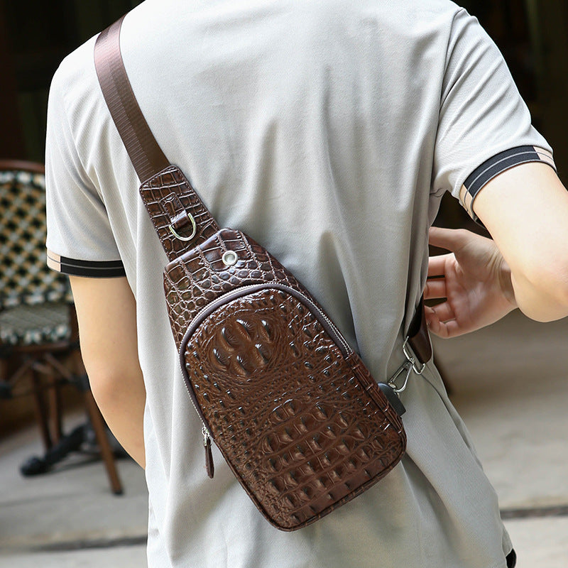 Men's Trendy Crocodile Pattern Retro Large Capacity Men's Messenger Bags