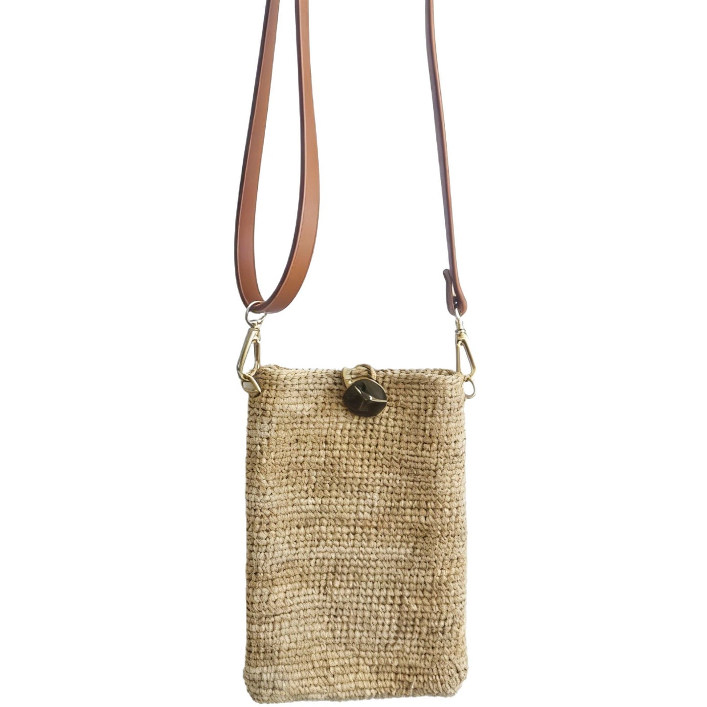 Paper String Hand-woven Mobile Mori Retro Simple Leather Phone Bags