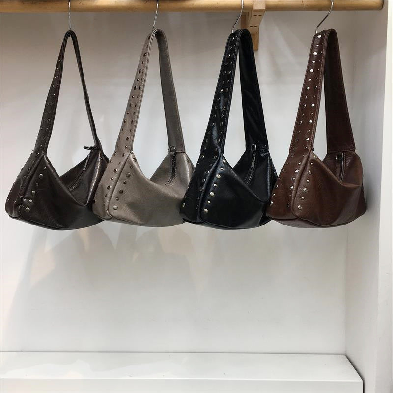 Fashion Locomotive Style Rivet Soft Leather Women's Handbag