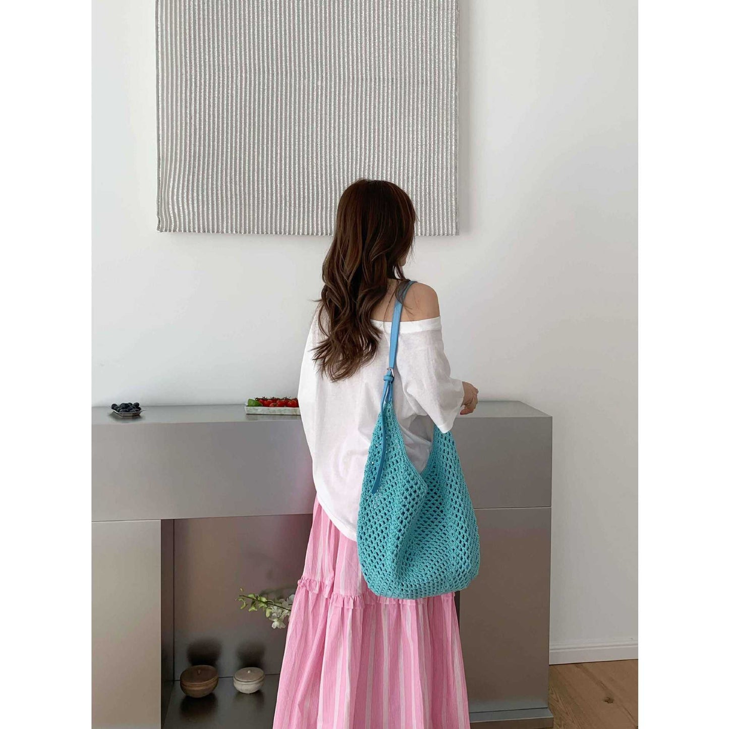 Women's Beach Vacation Large Capacity Woven Korean Bags