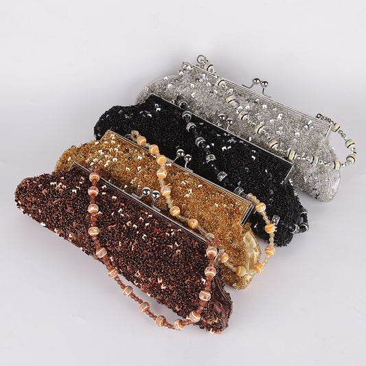 Women's Diamond Beaded Western Style Texture Dinner Bag