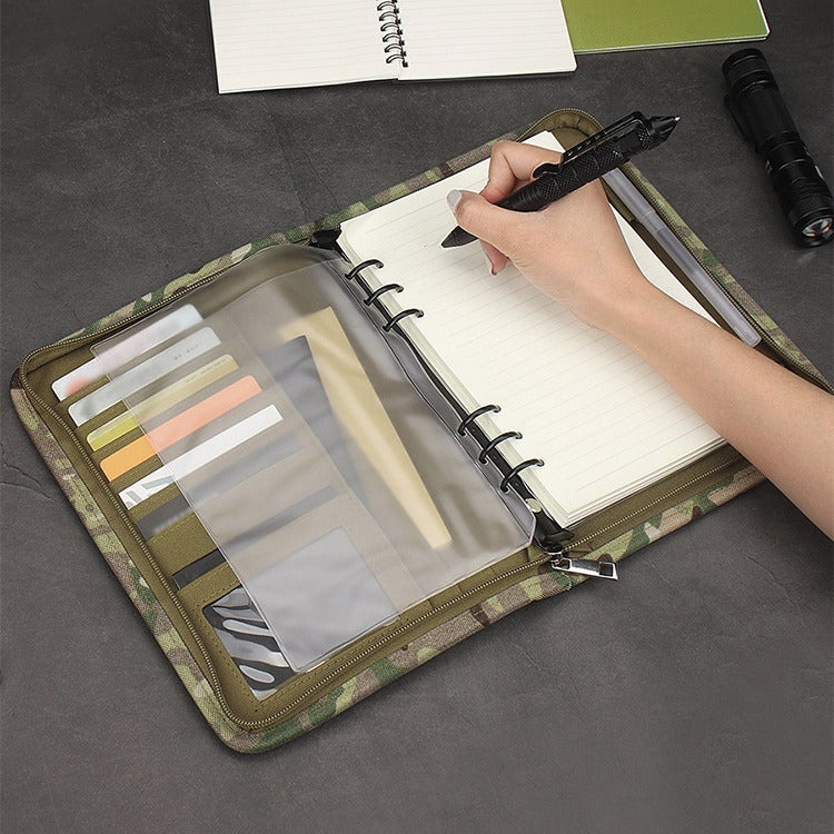 Tactics Portable Notepad Loose-leaf Removable Notebook Protective Outdoor Camouflage, Military Fan Bag
