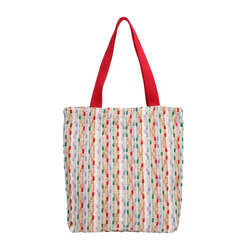 Women's Leisure Artistic Woven Simple Cotton Thread Patchwork Fashion Women's Shoulder Bag