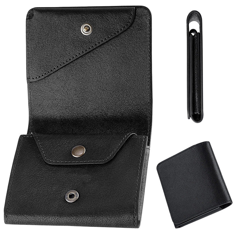 Men's Short First Layer Cowhide Fold Simple Large Men's Wallet
