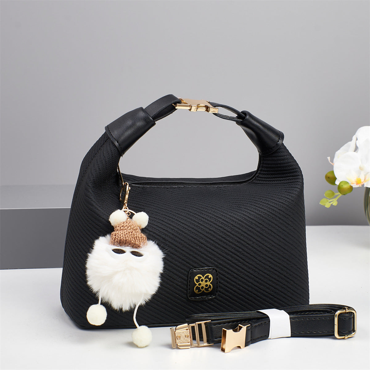 Women's Cute Hang Decorations Solid Color Textured Women's Handbag