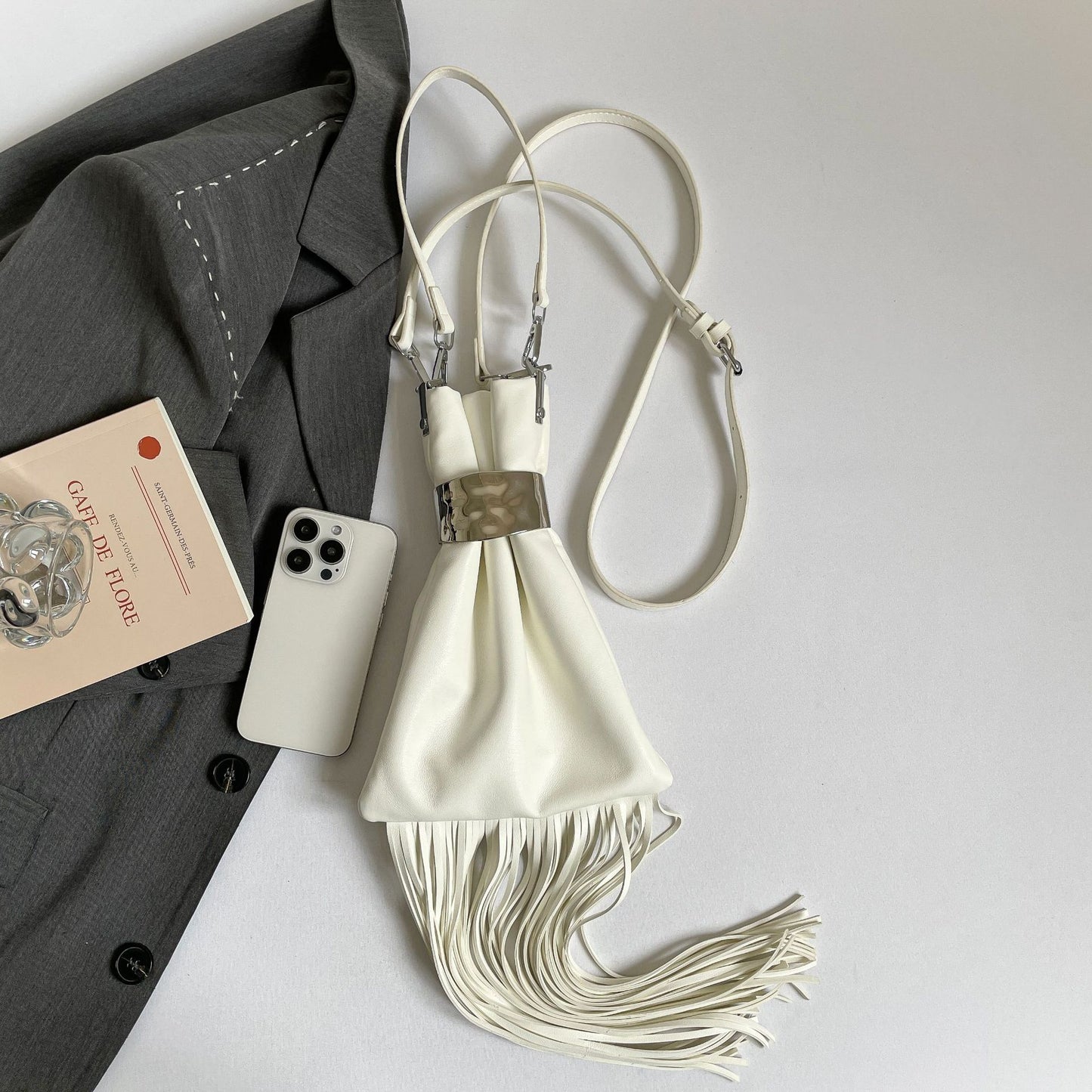 Women's Design Tassel Dinner Asian Culture Metal Bucket Bags