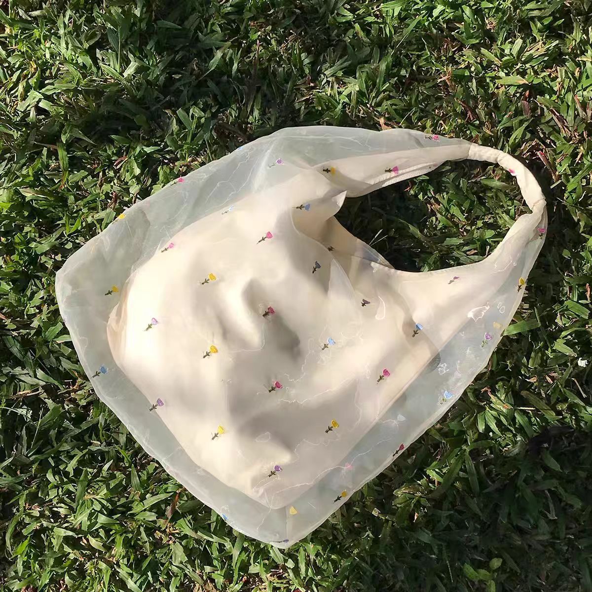Women's Colorful Yarn Full Open Organza Single Women's Shoulder Bag