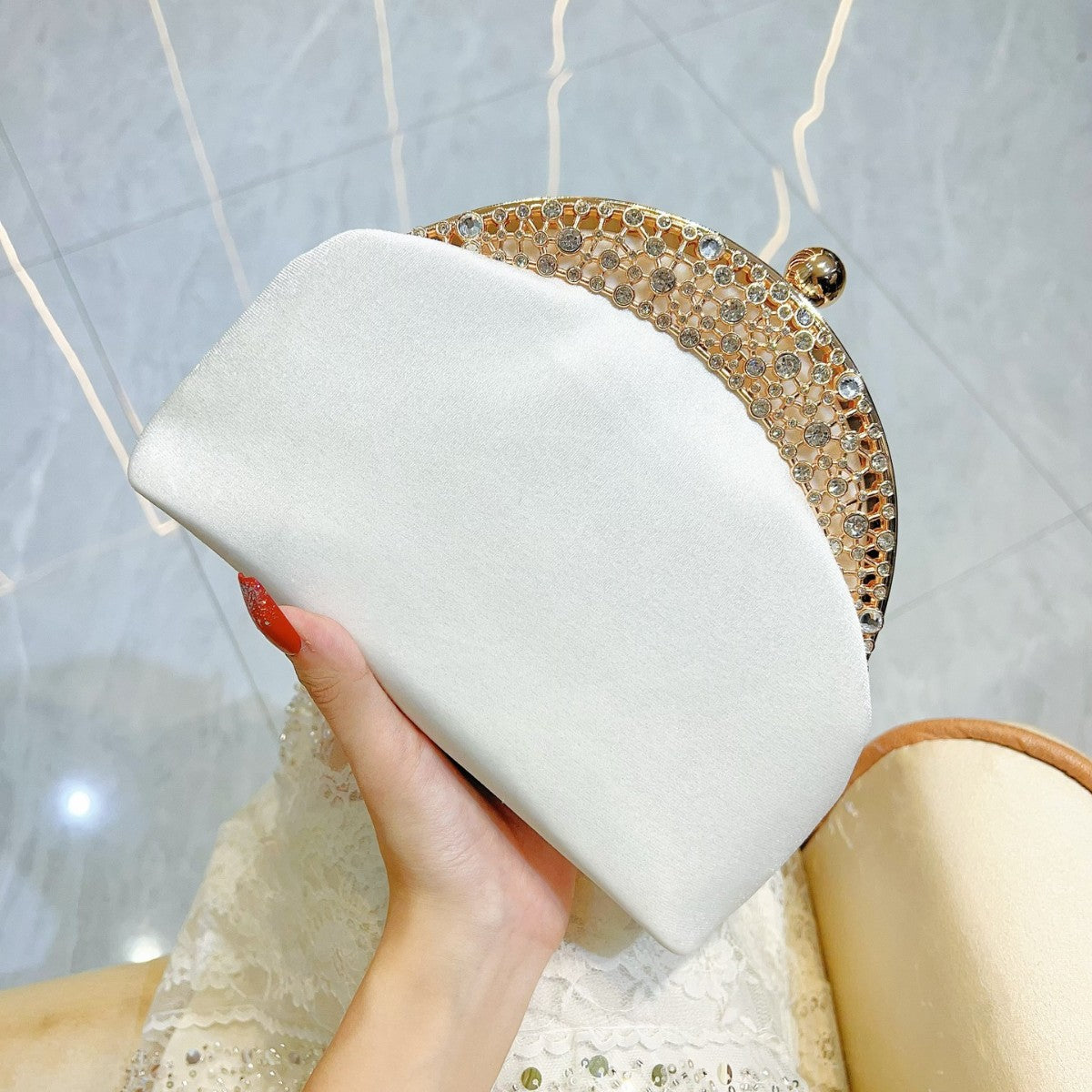 Versatile Women's Suede Clutch High-grade Diamond Dinner Bag