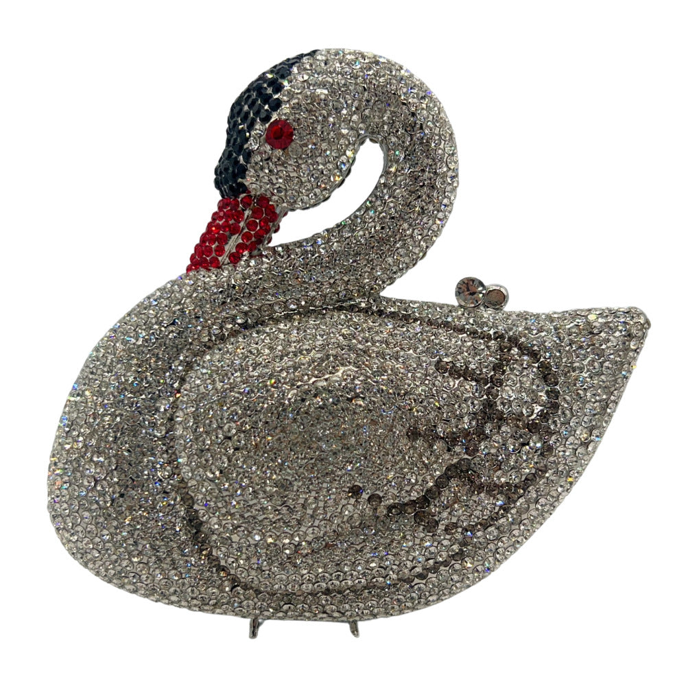 Women's Diamond Animal Swan Full Hand Holding Dinner Bag