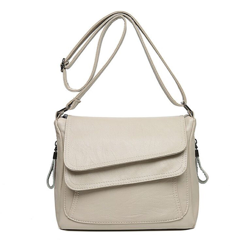 Washed Sheepskin Mother Fashion Simple Solid Women's Shoulder Bag