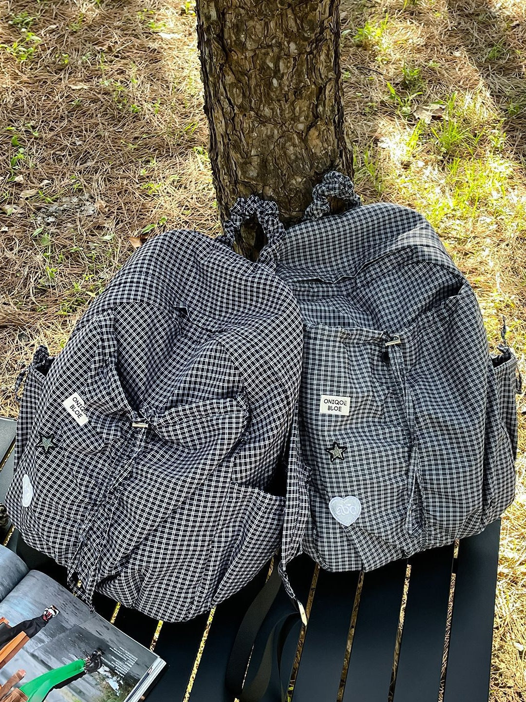 Summer Large Capacity Versatile Checked Female Leisure Backpack