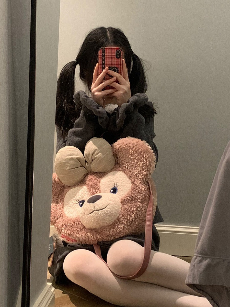 Women's Plush Cute Bow Big Head Backpacks