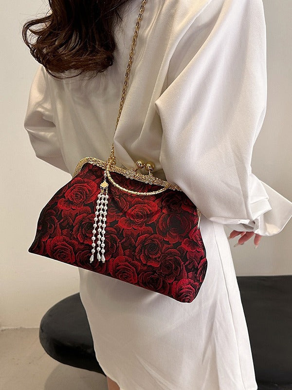 Women's Button Shell Leisure Chain Embroidered Flower Bags